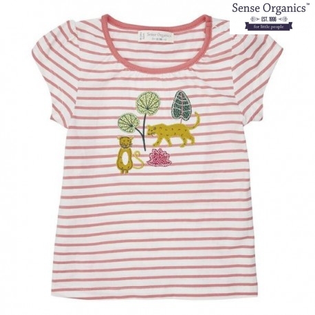 Sense Organics - Bio Kinder T-Shirt "Gada" mit Leoparden-Applikation und Streifen