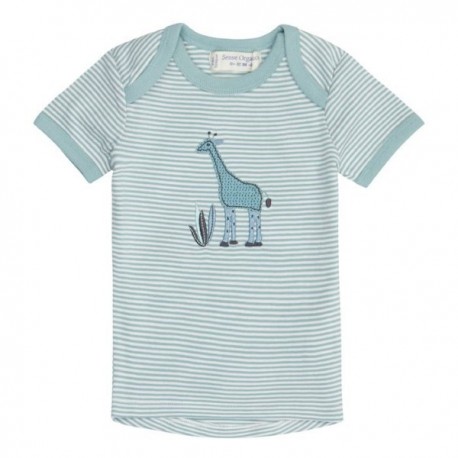 Sense Organics - Bio Baby T-Shirt "Tilly" mit Giraffen-Applikation und Streifen, blau
