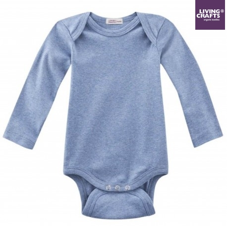 LIVING CRAFTS - Bio Baby Body langarm, blau melange