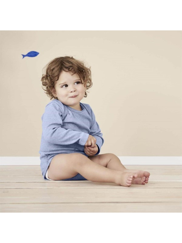 LIVING CRAFTS - Bio Baby Body langarm, blau melange