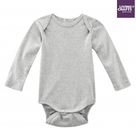LIVING CRAFTS - Bio Baby Body langarm, grau melange
