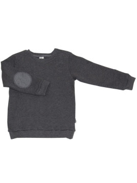 Leela Cotton - Bio Kinder Sweatshirt mit Waffelstruktur , anthrazit-melange