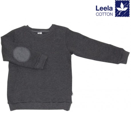 Leela Cotton - Bio Kinder Sweatshirt mit Waffelstruktur , anthrazit-melange