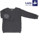 Leela Cotton - Bio Kinder Sweatshirt mit Waffelstruktur, anthrazit-melange