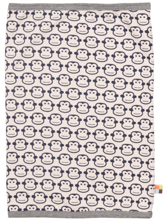 loud + proud - Bio Kinder Loop Wende Schlauchschal mit Streifen und Affen-Druck, tomate