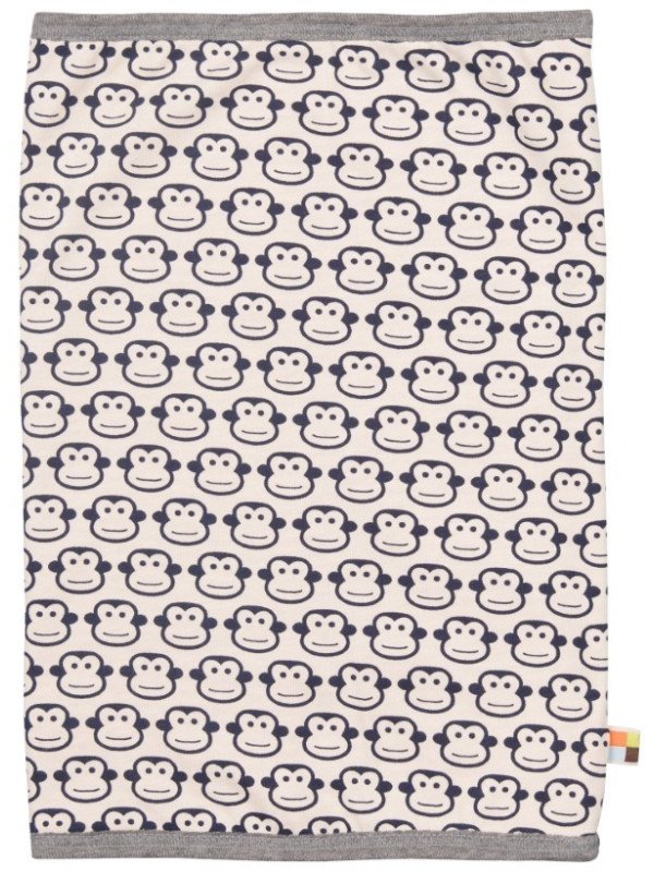 loud + proud - Bio Kinder Loop Wende Schlauchschal mit Streifen und Affen-Druck, tomate
