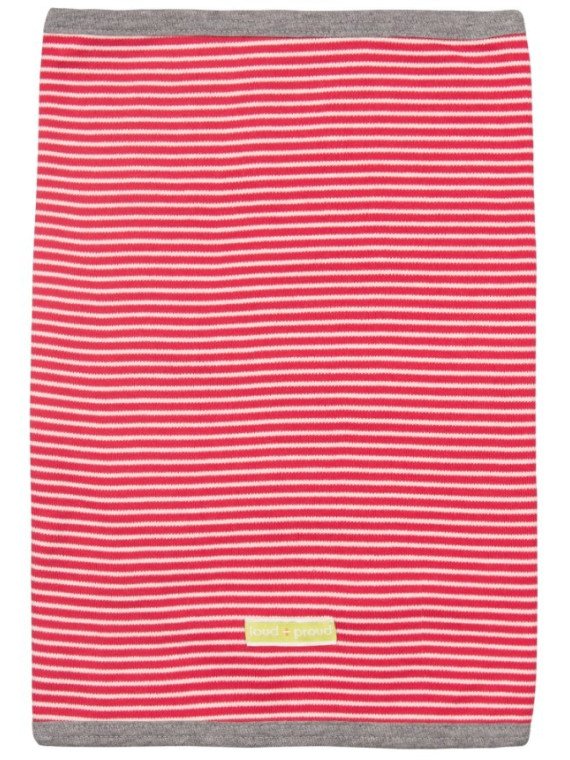 loud + proud - Bio Kinder Loop Wende Schlauchschal mit Streifen und Affen-Druck, tomate