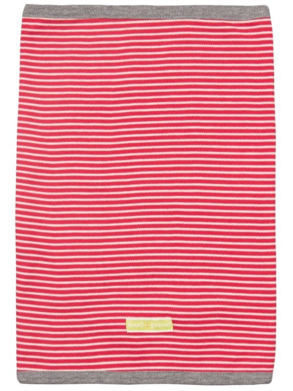 loud + proud - Bio Kinder Loop Wende Schlauchschal mit Streifen und Affen-Druck, tomate