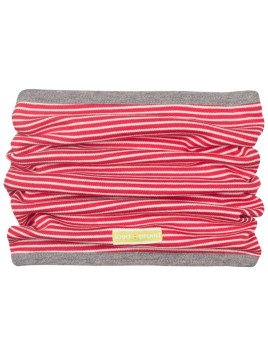 loud + proud - Bio Kinder Loop Wende Schlauchschal mit Streifen und Affen-Druck, tomate