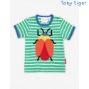 Toby tiger - Bio Kinder T-Shirt mit Käfer-Applikation und Streifen