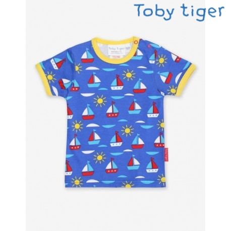 Toby tiger - Bio Kinder T-Shirt mit Boote-Allover