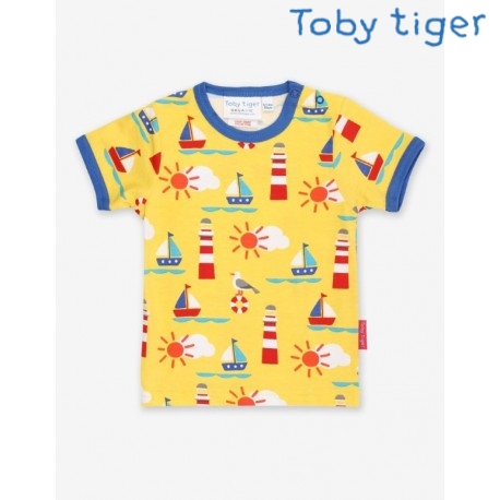 Toby tiger - Bio Kinder T-Shirt mit Strand-Allover