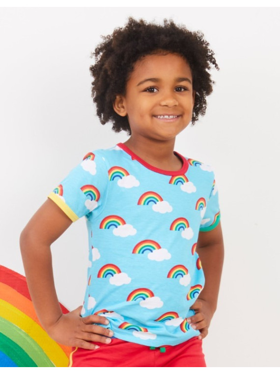 Toby tiger - Bio Kinder T-Shirt mit Regenbogen-Allover