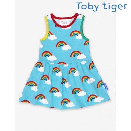 Toby tiger - Bio Kinder Jersey Kleid mit Regenbogen-Allover
