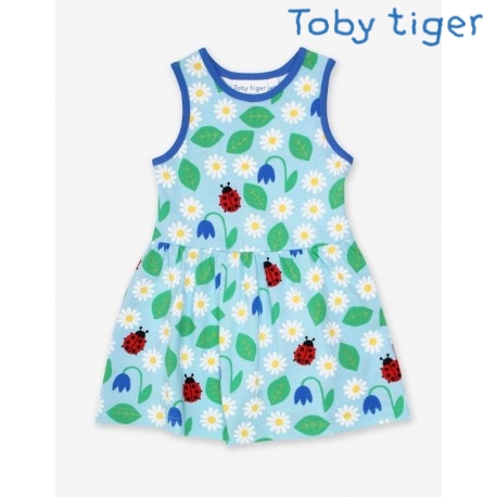 Toby tiger - Bio Kinder Jersey Kleid mit Gänseblümchen-Allover