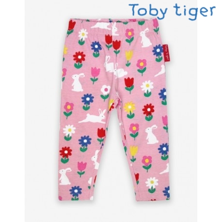 Toby tiger - Bio Kinder 3/4 Leggings mit Hasen-Allover