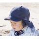 PICKAPOOH - Bio Kinder Mütze "Tom" mit Nackenschutz, marine, UV-Schutz 80