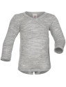ENGEL - Bio Baby Wickelbody langarm, Wolle/Seide, hellgrau