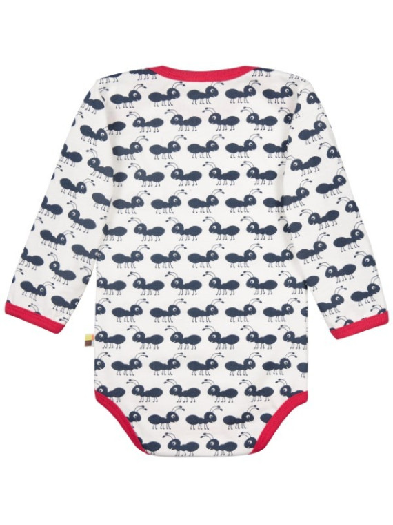 loud + proud - Bio Baby Body langarm mit Ameisen-Druck