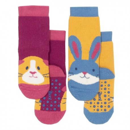 kite kids - Bio Baby Stopper Socken mit Tier-Motiven "Meerschein und Hase" 2er Pack