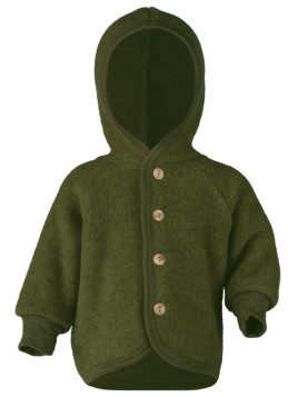 ENGEL - Bio Baby Fleece Jacke mit Kapuze, Wolle, schilf