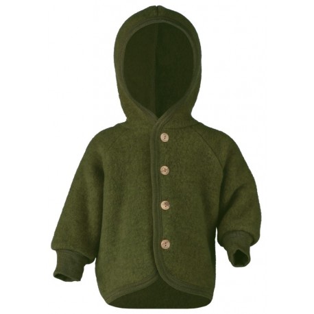 ENGEL - Bio Baby Fleece Jacke mit Kapuze, Wolle, schilf