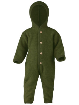 ENGEL - Bio Baby Fleece Overall mit Kapuze, Wolle, schilf