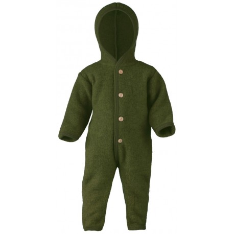 ENGEL - Bio Baby Fleece Overall mit Kapuze, Wolle, schilf