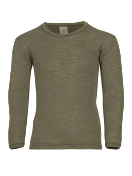 ENGEL - Bio Kinder Unterhemd langarm, Wolle/Seide, olive