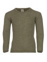 ENGEL - Bio Kinder Unterhemd langarm, Wolle/Seide, olive
