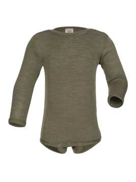 ENGEL - Bio Baby Body langarm, Wolle/Seide, olive