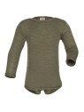 ENGEL - Bio Baby Body langarm, Wolle/Seide, olive