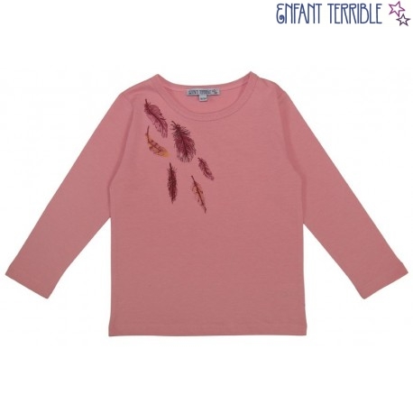 Enfant Terrible - Bio Kinder Langarmshirt mit Feder-Stickerei