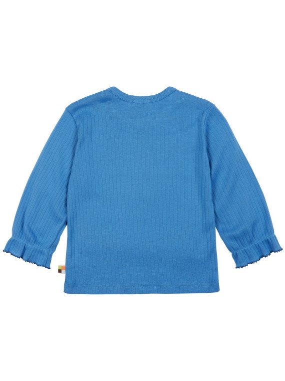 loud + proud - Bio Kinder Langarmshirt Derby Rib mit Wald-Druck, indigo