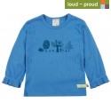 loud + proud - Bio Kinder Langarmshirt Derby Rib mit Wald-Druck, indigo