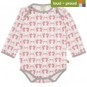 loud + proud - Bio Baby Body langarm mit Eichhörnchen-Druck. mauve
