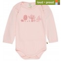 loud + proud - Bio Baby Body langarm Derby Rib mit Wald-Druck, rose
