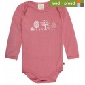 loud + proud - Bio Baby Body langarm Derby Rib mit Wald-Druck, mauve