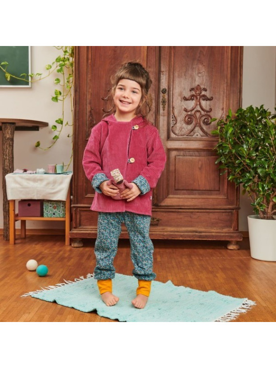 Cheeky Apple - Bio Kinder Wende Jerseyhose, blau und Blumen-Allover