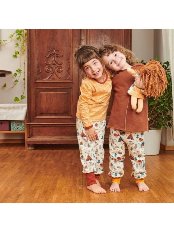 Cheeky Apple - Bio Kinder Jerseyhose mit Abenteuercamp-Allover