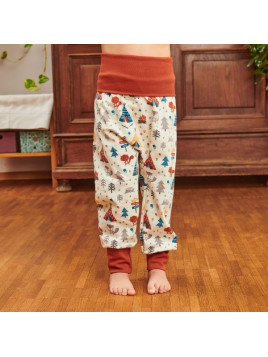 Cheeky Apple - Bio Kinder Jerseyhose mit Abenteuercamp-Allover
