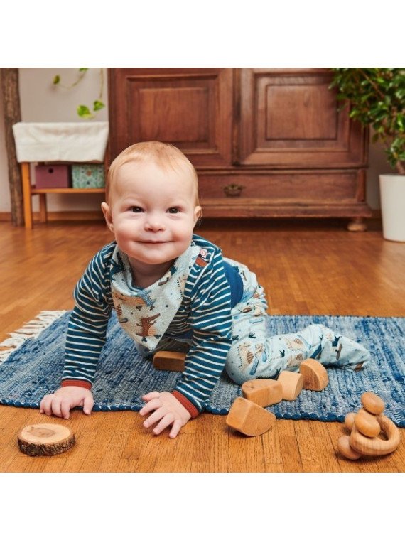 Cheeky Apple - Bio Baby Body langarm mit Streifen, blau