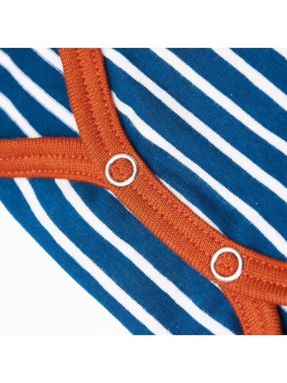 Cheeky Apple - Bio Baby Body langarm mit Streifen, blau