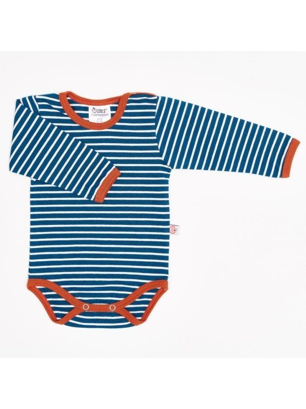 Cheeky Apple - Bio Baby Body langarm mit Streifen, blau