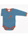Cheeky Apple - Bio Baby Body langarm mit Streifen, blau