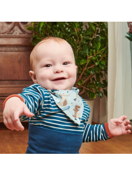 Cheeky Apple - Bio Baby Body langarm mit Streifen, blau