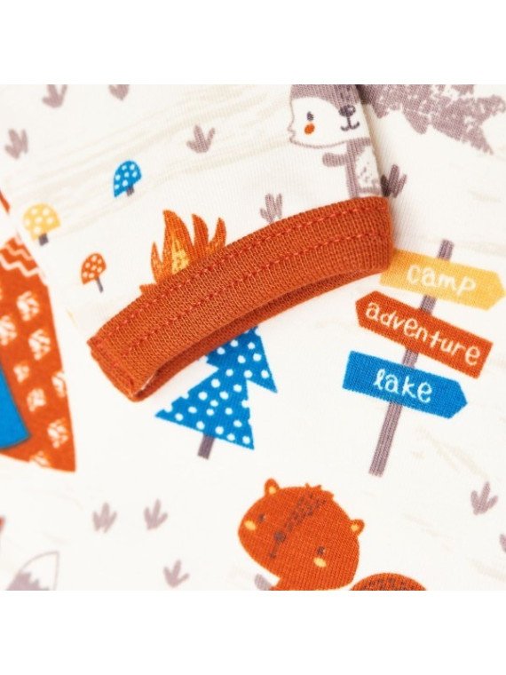 Cheeky Apple - Bio Baby Body langarm mit Abenteuercamp-Allover