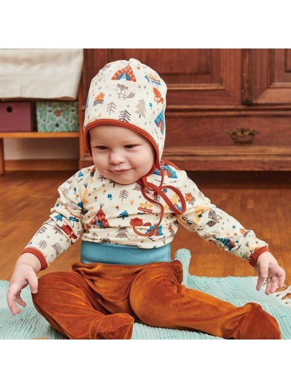 Cheeky Apple - Bio Baby Body langarm mit Abenteuercamp-Allover