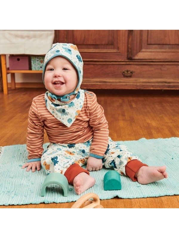 Cheeky Apple - Bio Baby Body langarm mit Streifen, caramel