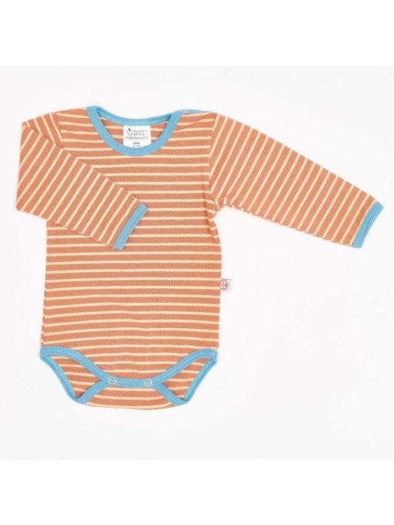 Cheeky Apple - Bio Baby Body langarm mit Streifen, caramel